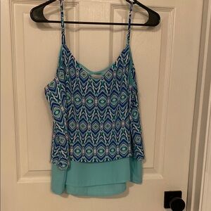 Maurices Blue and Green Asymmetrical Tiered Camisole